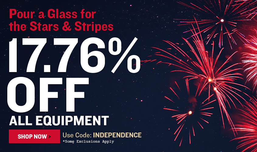 Pour A Glass For The Stars & Stripes 17.76% Off All Equipment Use code INDEPENDENCE