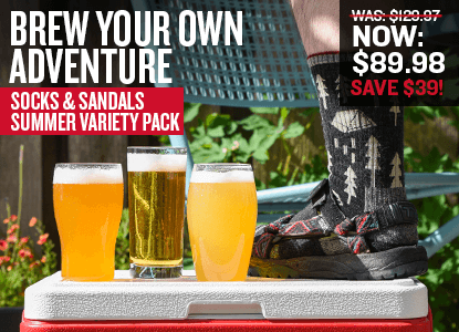 Brew Your Own Adventure. Socks & Sandals Summer Variety Pack 3-Pack. Was $129.97. Now $89.98. Save $40