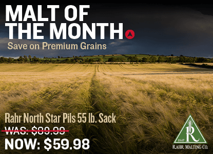 Malt of the Month. Rahr North Star Pils 55 lb. Sack. Was $99.99. Now $55.98