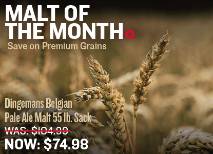 Malt of the Month. Save on Premium Grains. Dingeman's Belgian Pale Ale Malt 55 lb. Sack Was $104.99. Now $74.98