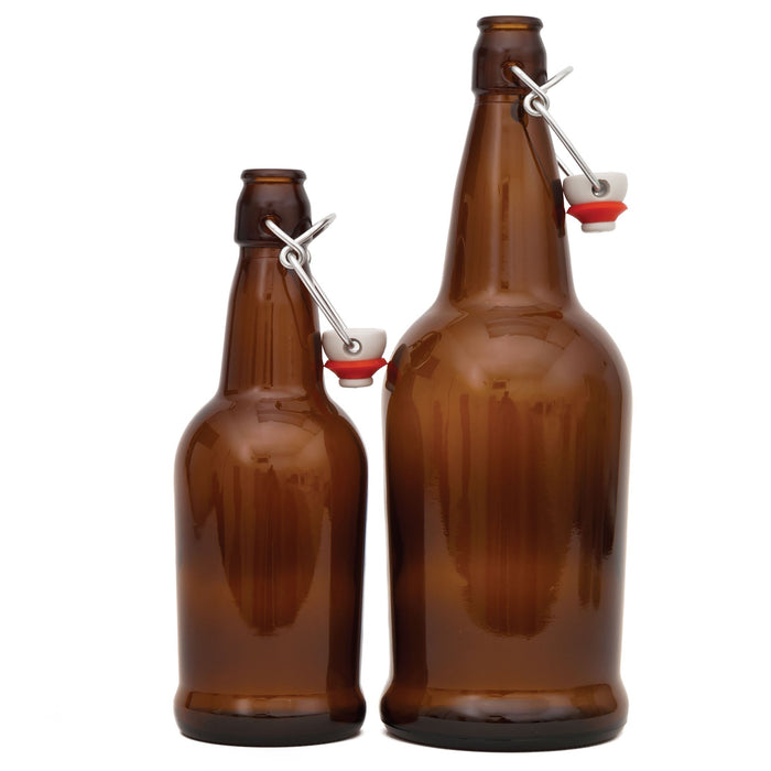 Glass Bottle w/Stopper Caps Set of 5 16 Oz Pint Swing Top Great For Brewing  Beer